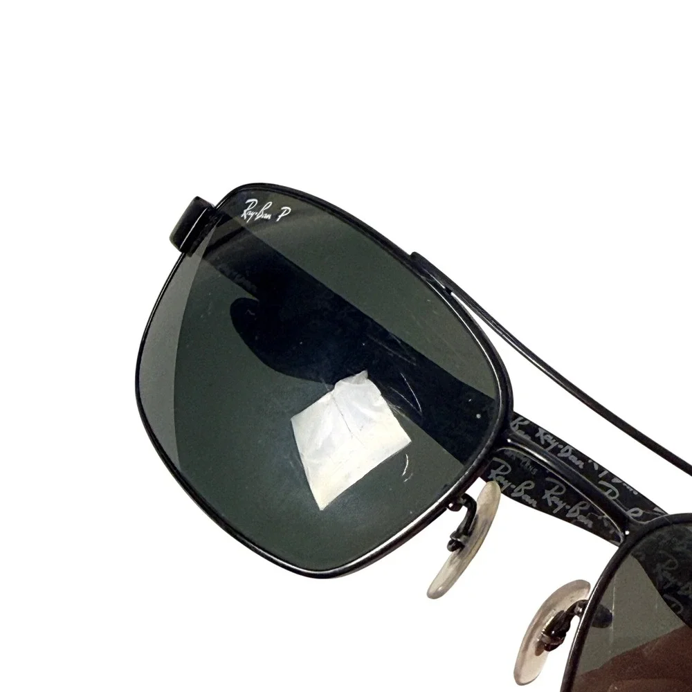 Ray-Ban RB 8316 002/N5 62-18 135 3P Polarized Sunglasses Black Metal Rectangle